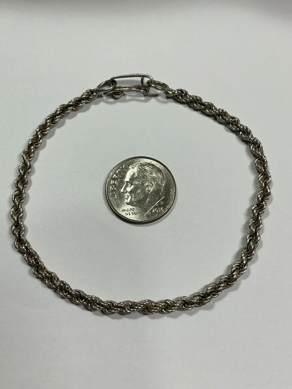 Sterling Silver Rope Style Bracelet. 7.5 inches long